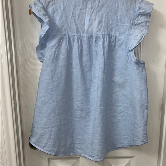 H&M Blue Ruffled Button Down Blouse - Picture 6 of 8